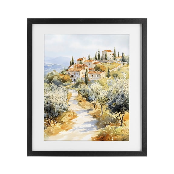 Stupell Industries Traditional Tuscan Hilltop Village View Black Framed Print Under Glass, 13 x 16, by LSR Design Studio