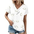 thumbnail image 2 of Womens Tops Plus Size V-neck Short Sleeved Casual Blouses White XL, 2 of 5