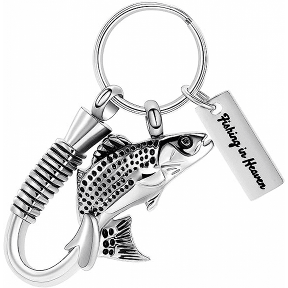 Fish Shape Design Memorial Urn Keychain for Ashes Holder Urn Pendant Key chain Urn Locket for Women/Men