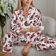 thumbnail image 6 of Pofeuu Cute Chickens Print Womens Pajamas Set Long Sleeve Sleepwear Button Down Nightwear Soft Pj Lounge Sets Button Down Pajamas Women-Small, 6 of 7
