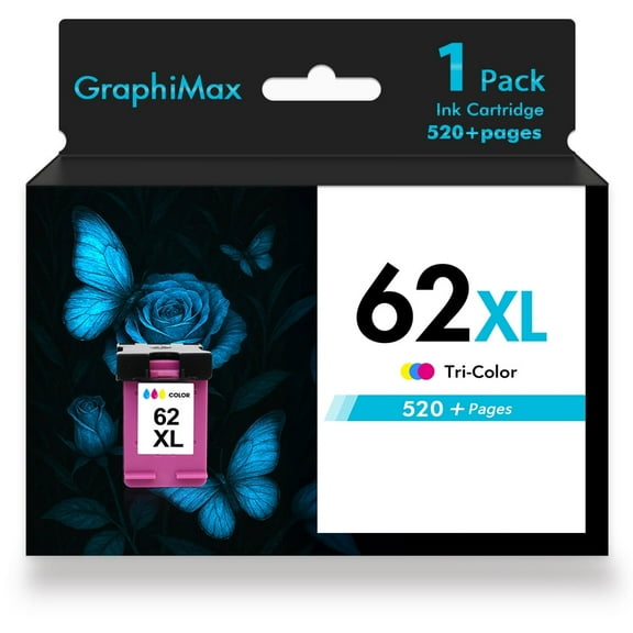 62XL 62 Ink Cartridges Compatible for HP 62 62XL Color Ink for Envy 5540 5640 5660 7640 7644 5740 5741 8040 8000 OfficeJet 200 250 Printer (1 Pack Tri-color)
