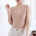 thumbnail image 4 of ZyeKqe Womens Lace Lightfleece Line Tops Casual V Neck Pajamas Vest Soft Comfy Sleepwear Loungewear, 4 of 4