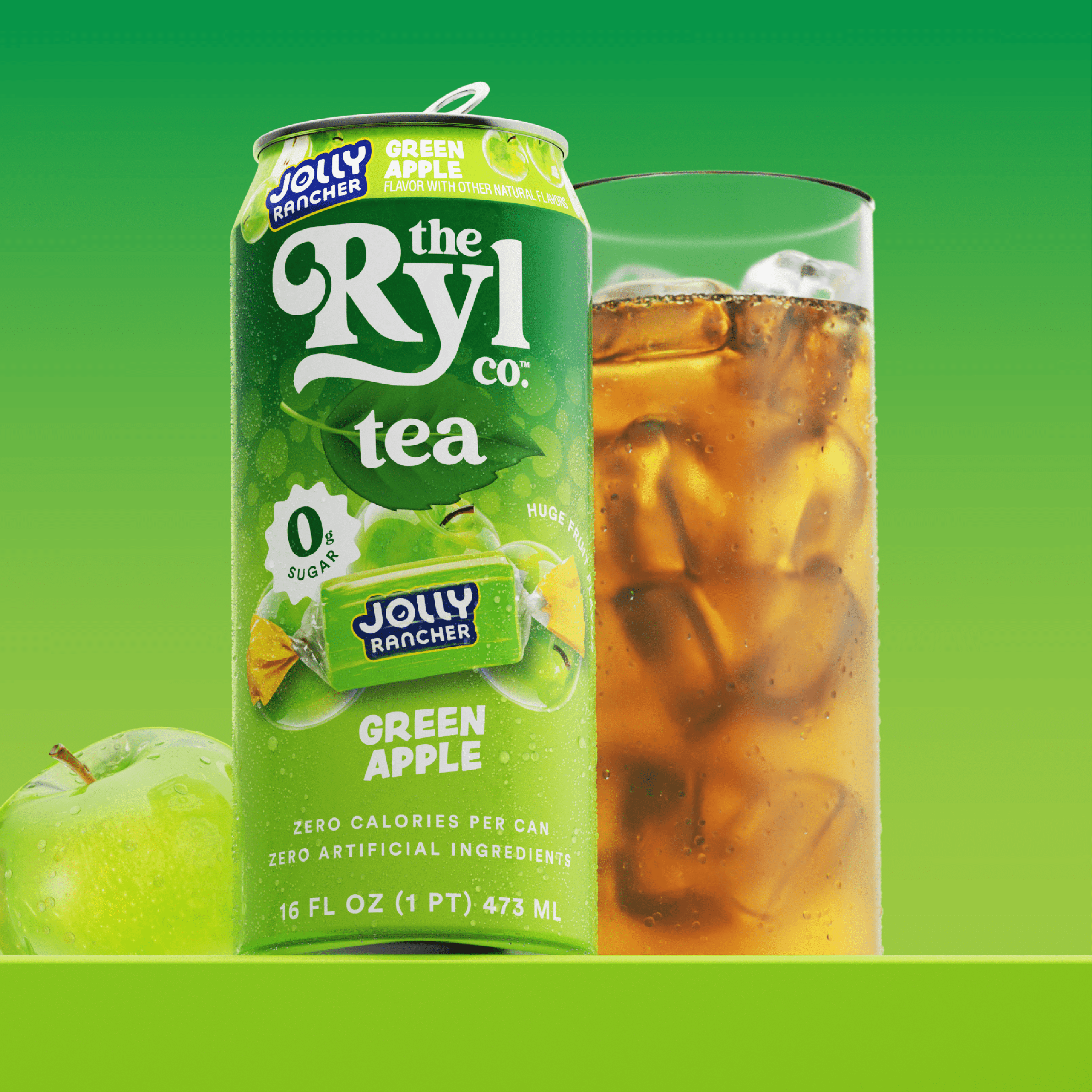 Ryl Tea Jolly Rancher Variety Pack 16oz 12ct (Blue Raspberry, Green Apple)
