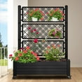 thumbnail image 3 of Uforic Large Planter Box Trellis, Outdoor Raised Garden Bed with Drain Plug and Lockable Wheels,for Climbing Plants, 3.6x1.5x5 FT-Black, 3 of 7