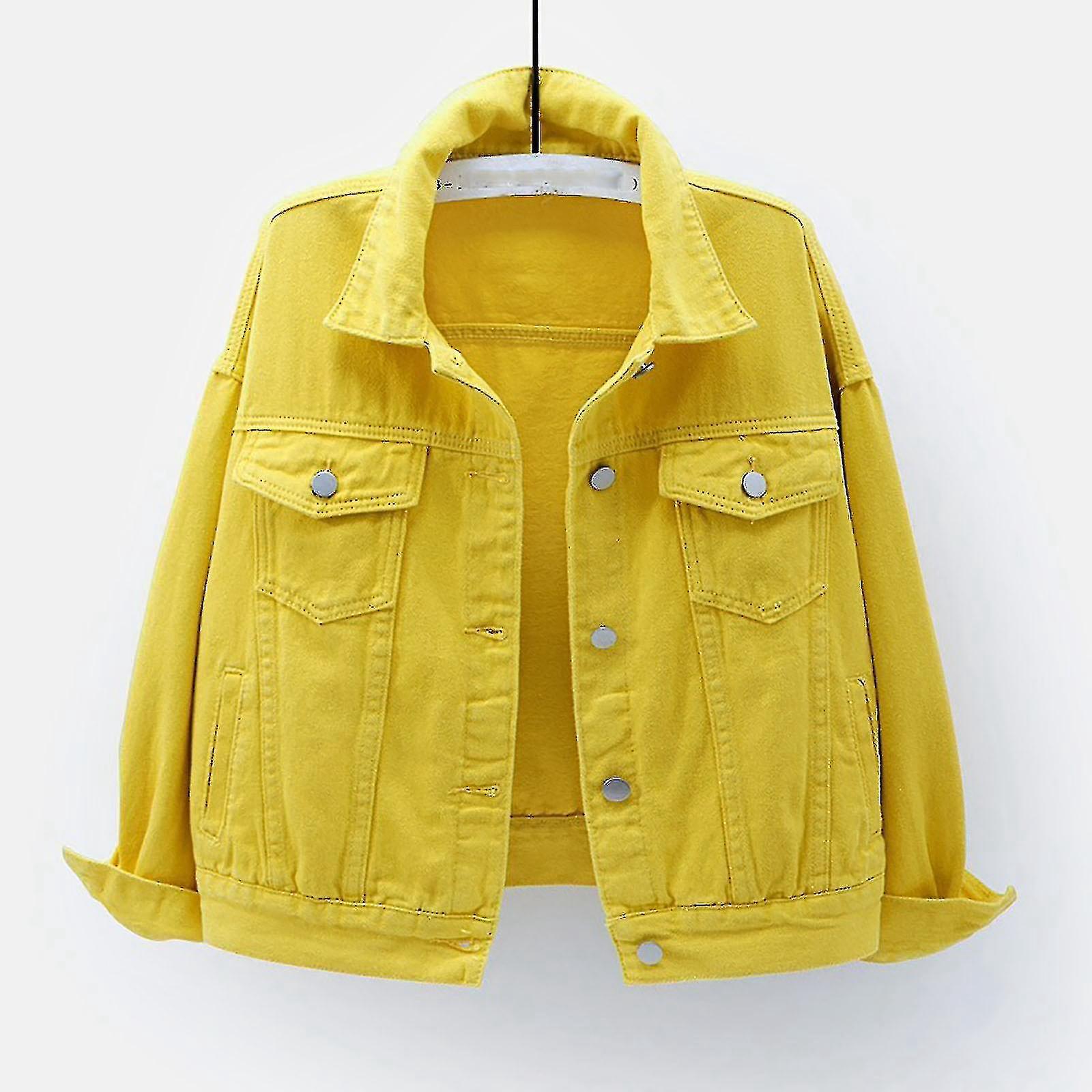 Manteaux de Printemps et d'Automne pour Femmes Veste en Denim à Manches Longues Chaude Unie