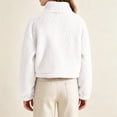 thumbnail image 7 of BXJX Girls Fleece Jackets, Zip‑Up Stand Collar Casual Warm Cropped Outerwear White Size 5-6 T, 7 of 7