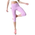 thumbnail image 2 of Women's High Waist Pocket Activewear Leggings, Lavender, Capri, M, 2 of 5