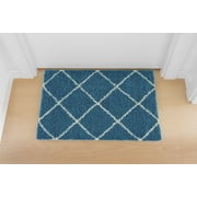 MSRUGS Moon Trellis Shaggy Collection Cozy Modern Contemporary Shag Door Mat Area Rug - Turquoise 2'x3'