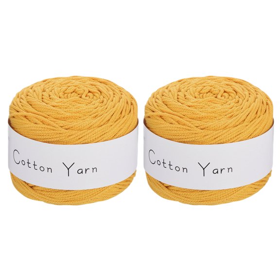 Uxcell 2 Skein Cotton Yarn, 100% Cotton Chunky Yarn for Hand Knitting, Blanket Yarn for Crocheting Each of 204g/7.20oz(Per Skein 150m/164 Yard)/Light Yellow