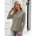thumbnail image 4 of Zeagoo V Neck Blouse for Women Casual Dressy Basic Tops Soft Solid Long Sleeves Shirts Trendy Fall Tops, 4 of 8