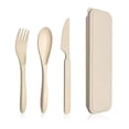 thumbnail image 4 of Maoww Wheat Straw Tableware Set Portable Reusable Solid Color Flatware Kit Indoor Outdoor Home Camping Dinnerware with Storage Case Beige, 4 of 8