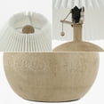 thumbnail image 7 of JONATHAN Y Aksel 17.25" Coastal Scandinavian Resin/Iron Sphere LED Table Lamp with Pleated Shade and Pull Chain, Beige Wood Finish/White, JYL1145B, 7 of 7