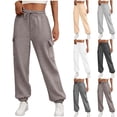 thumbnail image 5 of Dvprdro Womens Solid Color Cargo Sweatpants Loose Fit Wide Leg with Cuffed Ankles Casual Joggers, 5 of 5