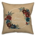 thumbnail image 2 of Creative Products Happy Thanksgiving Floral Wreath 3 16 x 16 Spun Poly Pillow, 2 of 3