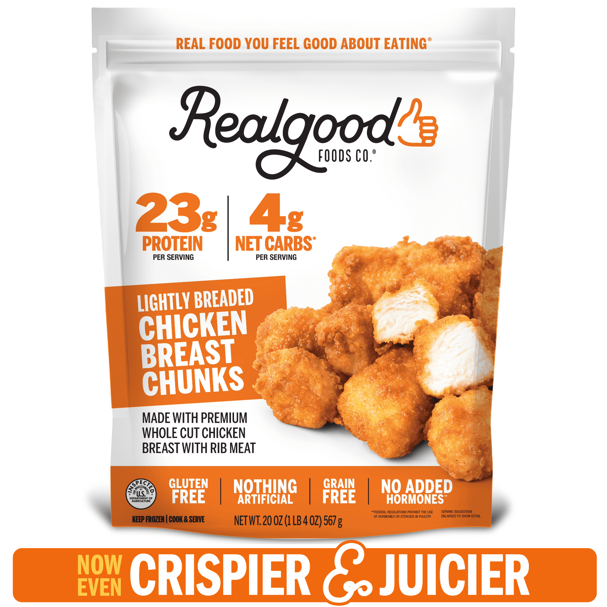 Realgood Foods Co. Lightly Breaded Chicken Breast Nuggets, 20 oz Bag (Frozen)