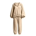 thumbnail image 5 of Gamivast 2 Piece Tracksuit Set for Women Hooded Long Sleeve Pullover and Jogger Pants with Elastic Cuffs Relaxed Fit Lounge Outfit Beige XL, 5 of 5