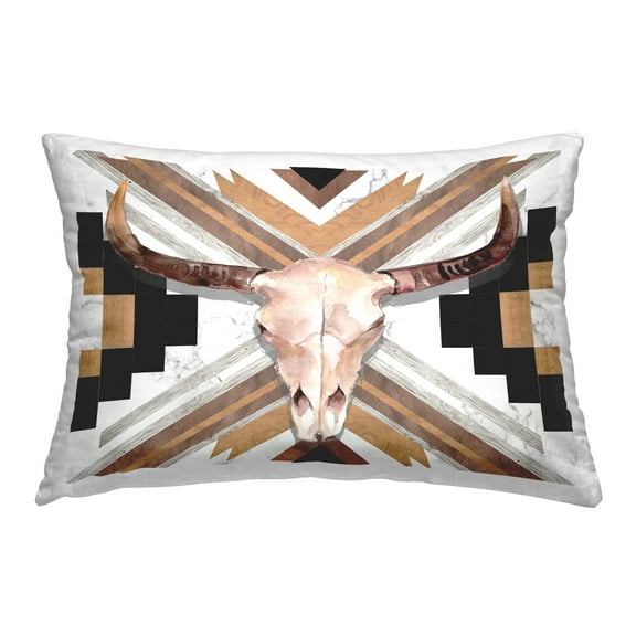 Stupell Industries Geometric Cattle Skull Decorative Printed Throw Pillow, 14 x 20