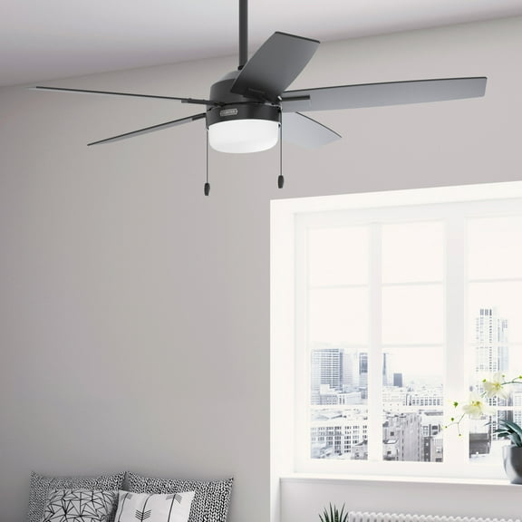 Hunter - Anisten Indoor Ceiling Fan With Light, 52-inch, Matte Black, Modern-style, 4-speed, Energy Star, 52776, for Living Rooms, Bedrooms