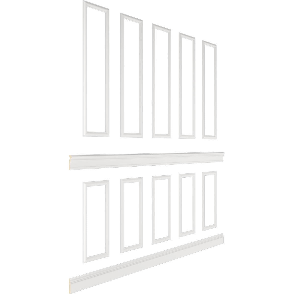 Ekena millwork 94 1/2"L (Adjustable 108"H to 132"H) Ashford Square Panel Stacked Wall Wainscot Paneling Kit