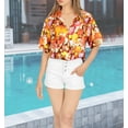 thumbnail image 2 of LA LEELA Hawaiian Shirts Womens Casual Summer Beach Party Blouse Shirt Blouses Short Sleeve Vacation Button up Dress Tops Tee Shirts Tank Top Women XXL Seashells, Orange, 2 of 5
