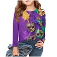 thumbnail image 4 of Spazoro Kids Girls Shirts Tee, 2025 Long Sleeve Crew Neck Carnival Casual Loose Tops for Child Girls Purple Size 4 T, 4 of 4