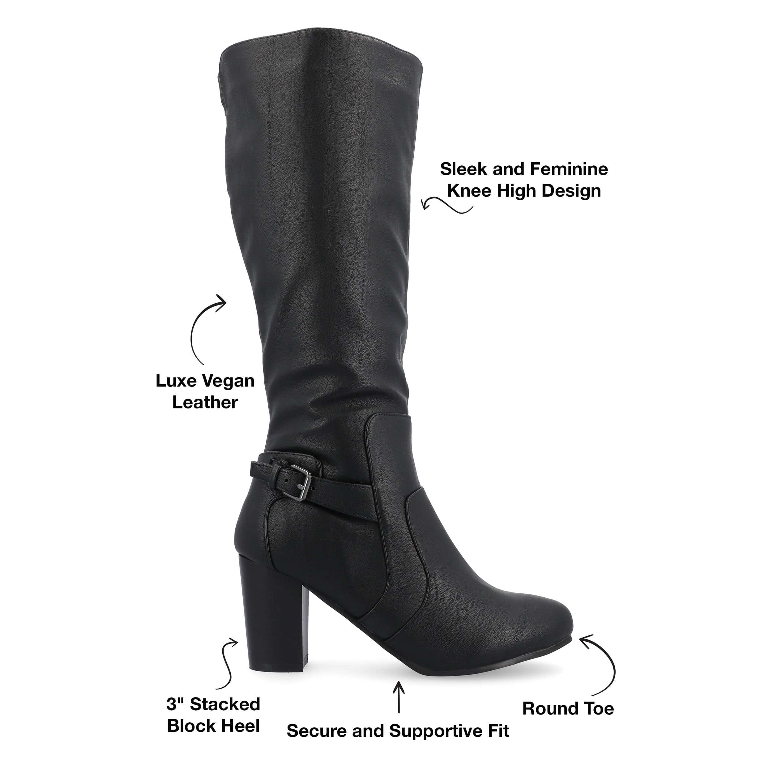Journee Womens Carver Stacked Heel Knee High Boots