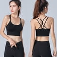 thumbnail image 5 of Ropa interior deportiva para mujer con almohadilla cruzada en la espalda, ropa interior deportiva con cordones, ropa interior de Yoga de soporte medio con copa desmontable, 5 of 5