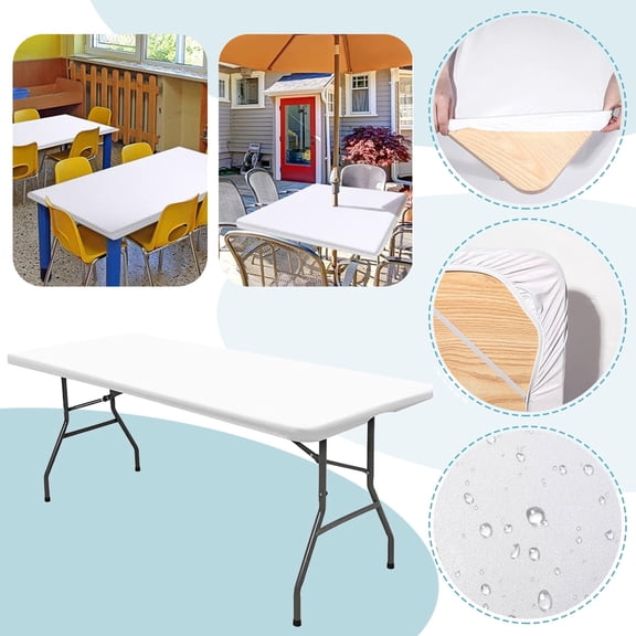 120X76cm Spandex Tablecloth Elastic Close Fitting Picnic Tablecloth Waterproof Non-Slip Table Cover Tea Table Decor Rectangle Table Cover for Kitchen Wedding Dining Room