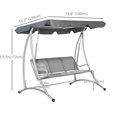 thumbnail image 3 of Outsunny 3 Person Patio Swing Seats with Adjustable Canopy, Dark Grey, 3 of 10