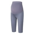 thumbnail image 2 of BOOMILK Womens Maternity Leggings High Waisted Stretch Over The Belly Pregnancy Yoga Pants Activewear Slim Knee Length Shorts Blue, 2 of 8