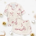 thumbnail image 3 of Hiiyo Ensemble de Pyjama 2 Pcs pour Filles avec Chemise à Manches Courtes à Boutons et Short avec Nœud Imprimé, 3 of 4