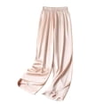thumbnail image 3 of MuXiKeJi Clothes Women's Silk High Waist Flowy Wide Leg Trousers Tapered Fit Comfortable Loungewear Everyday Casual Pants, 3 of 3