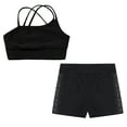 thumbnail image 5 of YONGHS Kids Girls 2pcs  Gym Workout Yoga Outfit Cross Back Dance Crop Top and Athletic Shorts Set Black 12, 5 of 6