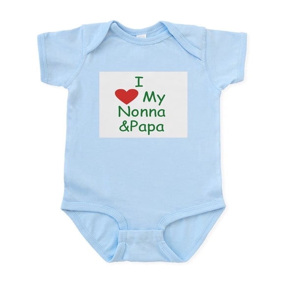 CafePress - I Love Nonna & Papa Green Infant Bodysuit - Baby Light Bodysuit, Size Newborn - 24 Months