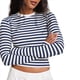 thumbnail image 2 of Camiseta Básica Informal de Larga con Cuello Redondo, Elástica y Acanalada para Mujer. Azul L, 2 of 7