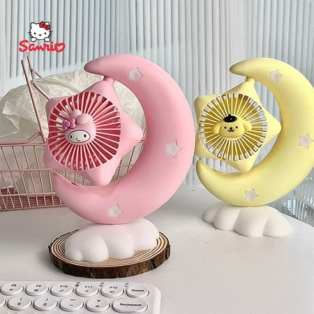 

WEI 2024 NEW Kawaii Sanrio My Melody Cinnamoroll Purin Dog Anime Usb Charging Mini Shine Desktop Fan Portable Long Battery Life Life Supplies