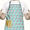 thumbnail image 2 of Light Blue Christmas Santa Pattern Apron-Garden Aprons for Women with Pockets-Cotton Linen Waterproof Kitchen Cooking Gardening Aprons Adjustable for Kitchen,Cooking,BBQ and Salon 33"x27", 2 of 7