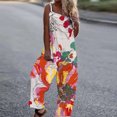 thumbnail image 3 of Aayomet Women Jumpsuits Women Casual Print Pocket Romper Long Playsuit Spaghetti Strap Loose Jumpsuit,Orange M, 3 of 4