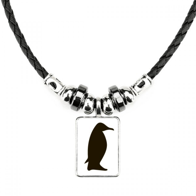 black penguin retrato animal collar a mano colgante de cuerda de cuero Unbranded M