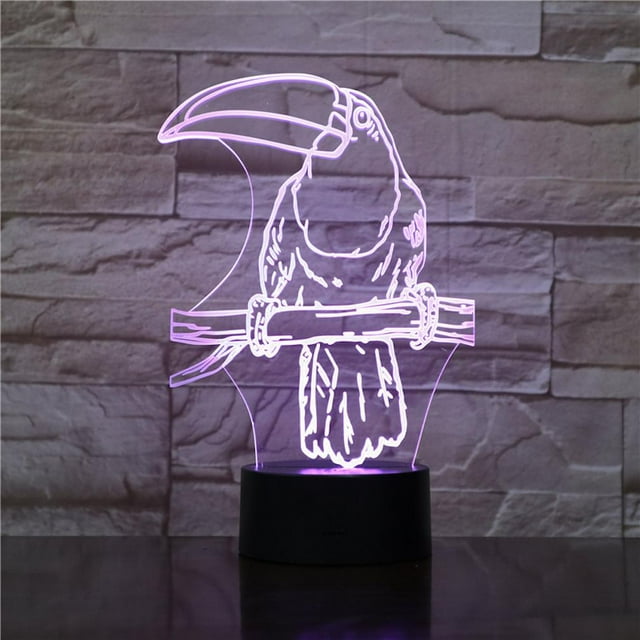 Lámpara de mesa con luz nocturna Woodpecker 3D LED para dormitorio infantil