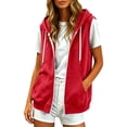 thumbnail image 2 of Sleeveless Hoodie Women Summer Fall Casual Zip Up Jacket Hooded Sweatshirt with Pockets Vest Outerwear, 2 of 8