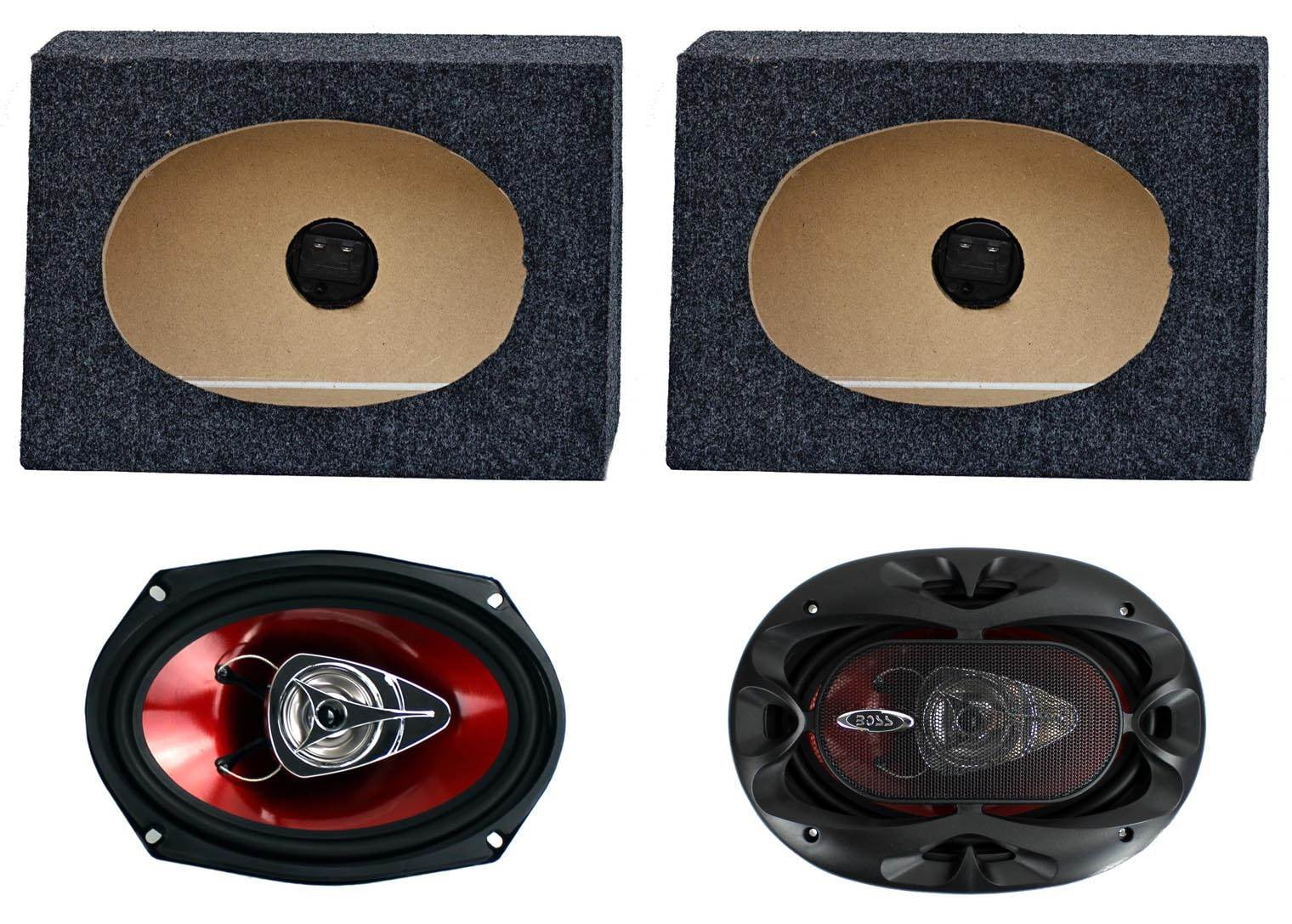 2 Qpower 6x9 Enclosures 6" x 9" Car Speaker Slant Style Enclosure 6 x 9 Boxes 