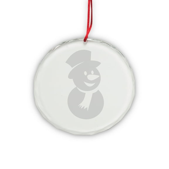 Snowman Round Crystal Deep Etched Ornament