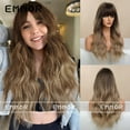 thumbnail image 3 of Amazon Bestselling Air Bangs Big Wave Long Curly Hair Gradient Brown Black Brown Multi-color European and American Style Wig for Women, 3 of 7