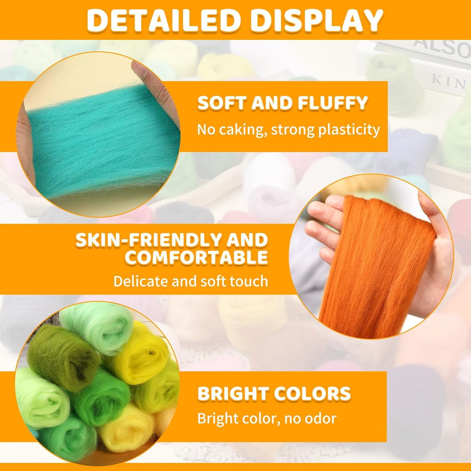 100 Colors Needle Felting Wool, Wool Roving 3g per Color, 10.5 oz Total, Premium Felting Wool for DIY Craft, Fiber Art and Hand Spinning, Needle Felting Supplies, Felting Kit