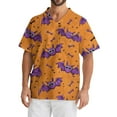 thumbnail image 5 of Domuza Men Scrub Top Oversized V-Neck Short Sleeve Horror Novelty Print Caregiver Top Comfort Soft Elastic Working Uniform with Pockets Orange L, 5 of 5
