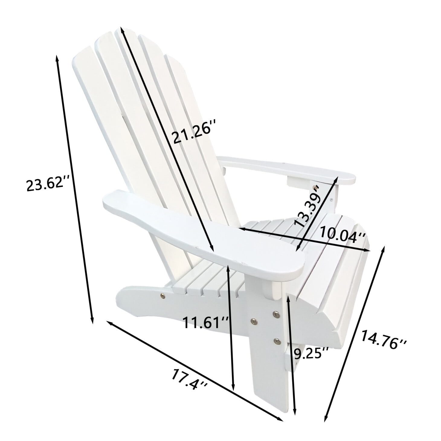 Kids Adirondack Lawn Chairs with Wide Armrest and Wood Frame,Foldable Lounge Chair with Adjustable Backrest, Plastic Chairs with Curved Seat for Patio, Deck, Yard, Garden, White