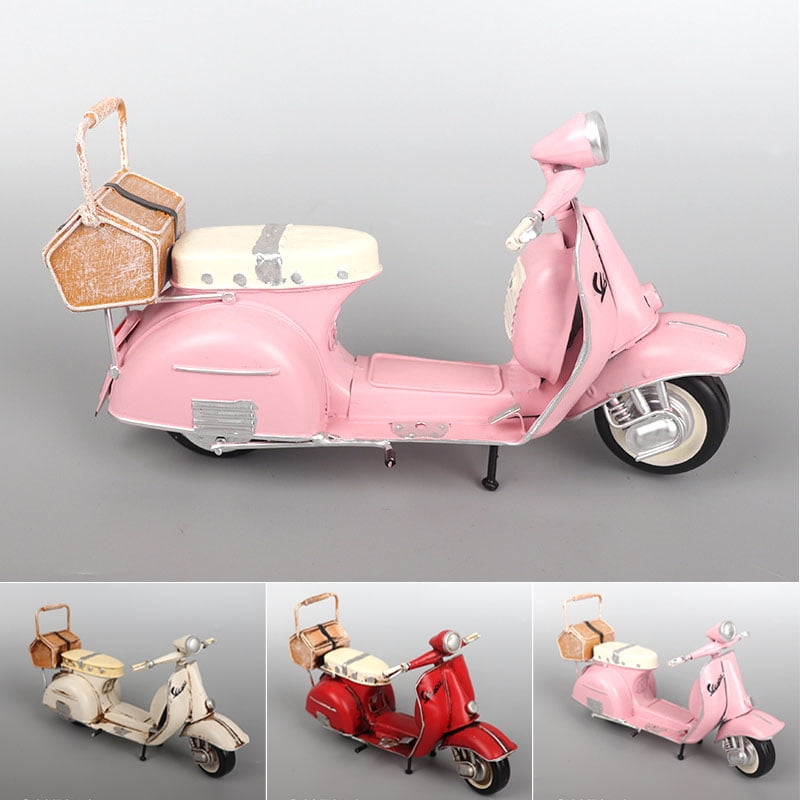 Retro Vespa Scooter Motorcycle Iron Model Handwork Toy Collectible Home Decor 
