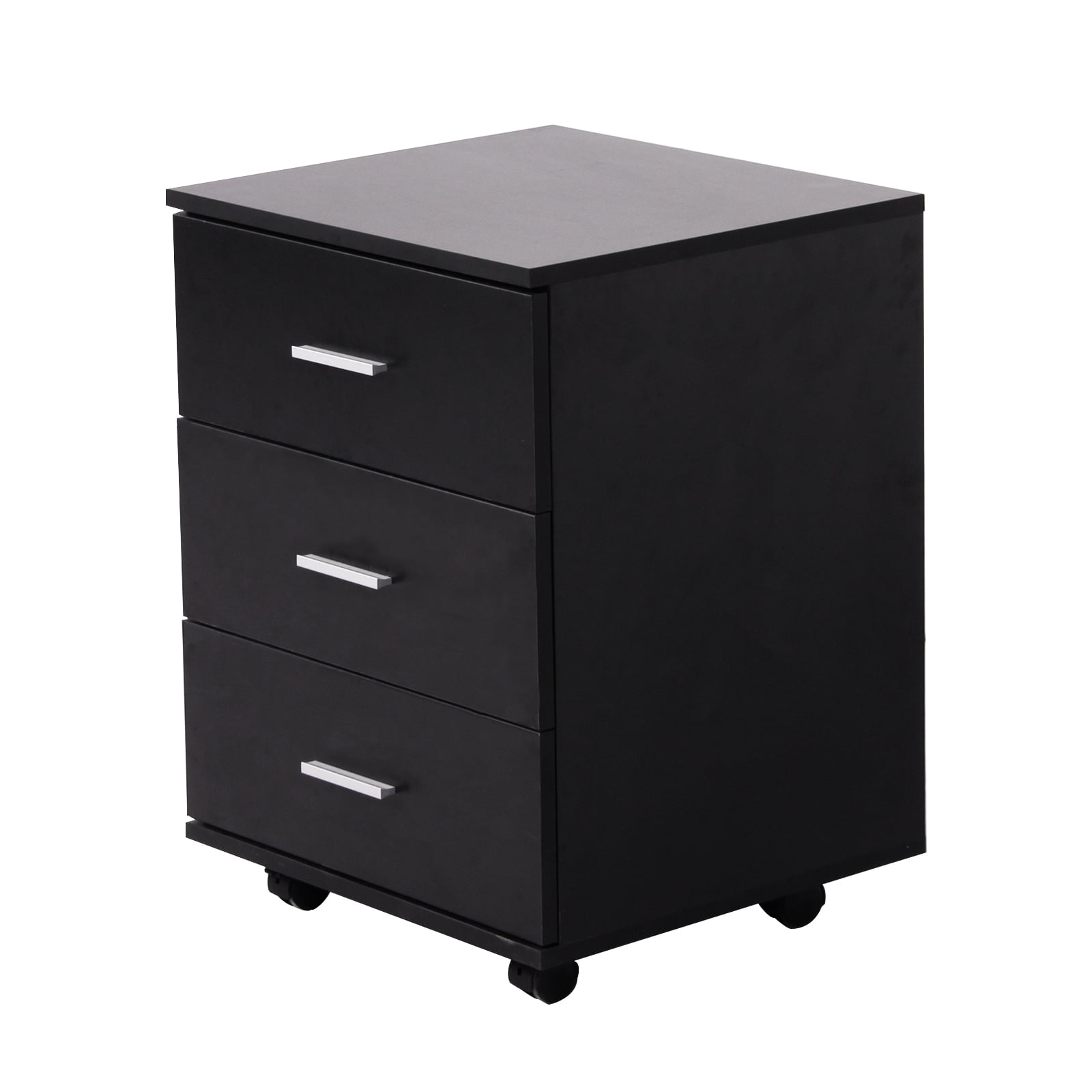 Rolling File Lockable Wheels, Wooden Mobile Storage Under Desk Home Office