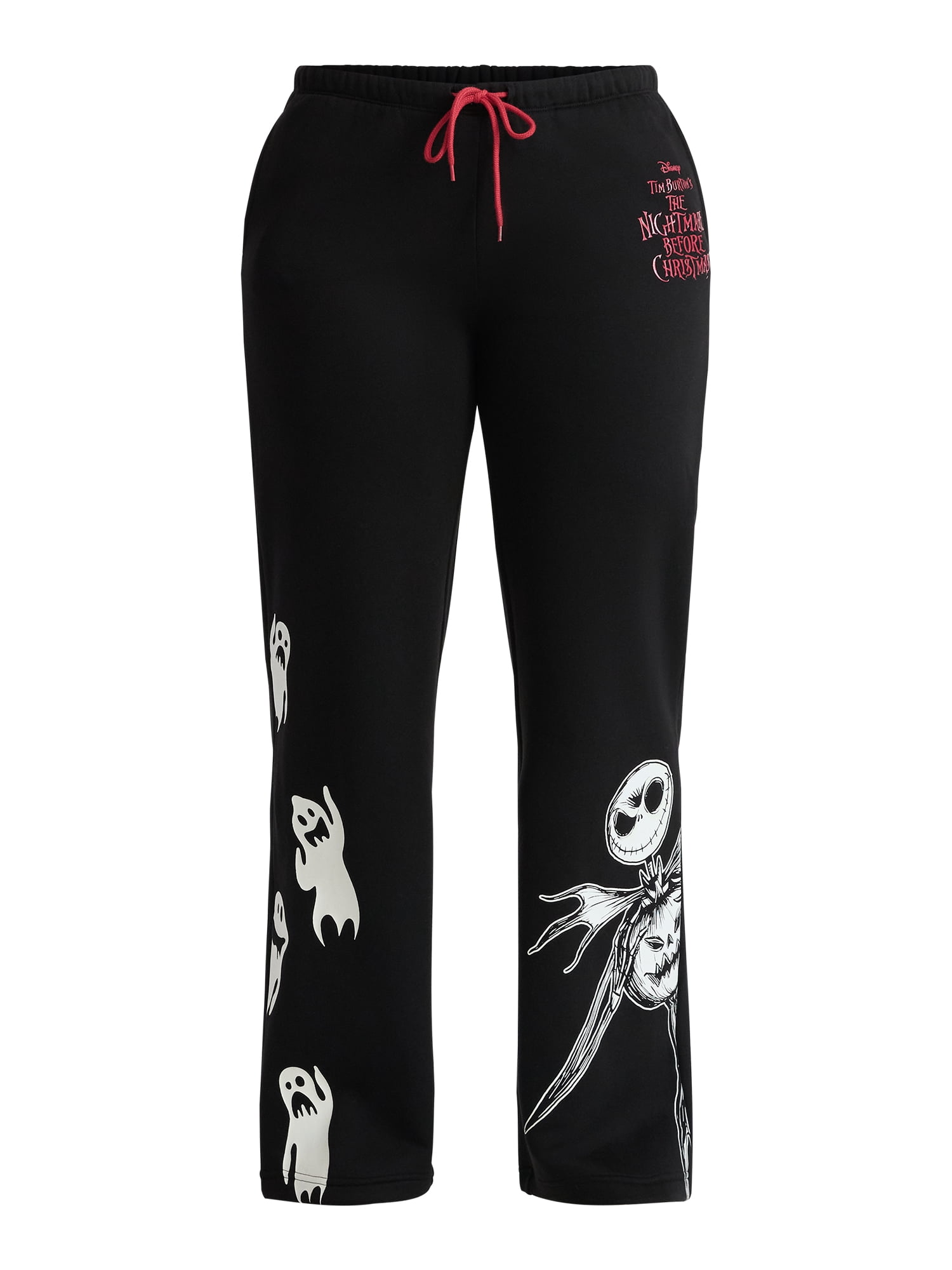Nightmare Before Christmas Women's Glow In The Dark Graphic Fleece Jogger Pants, Sizes XXS-XXL